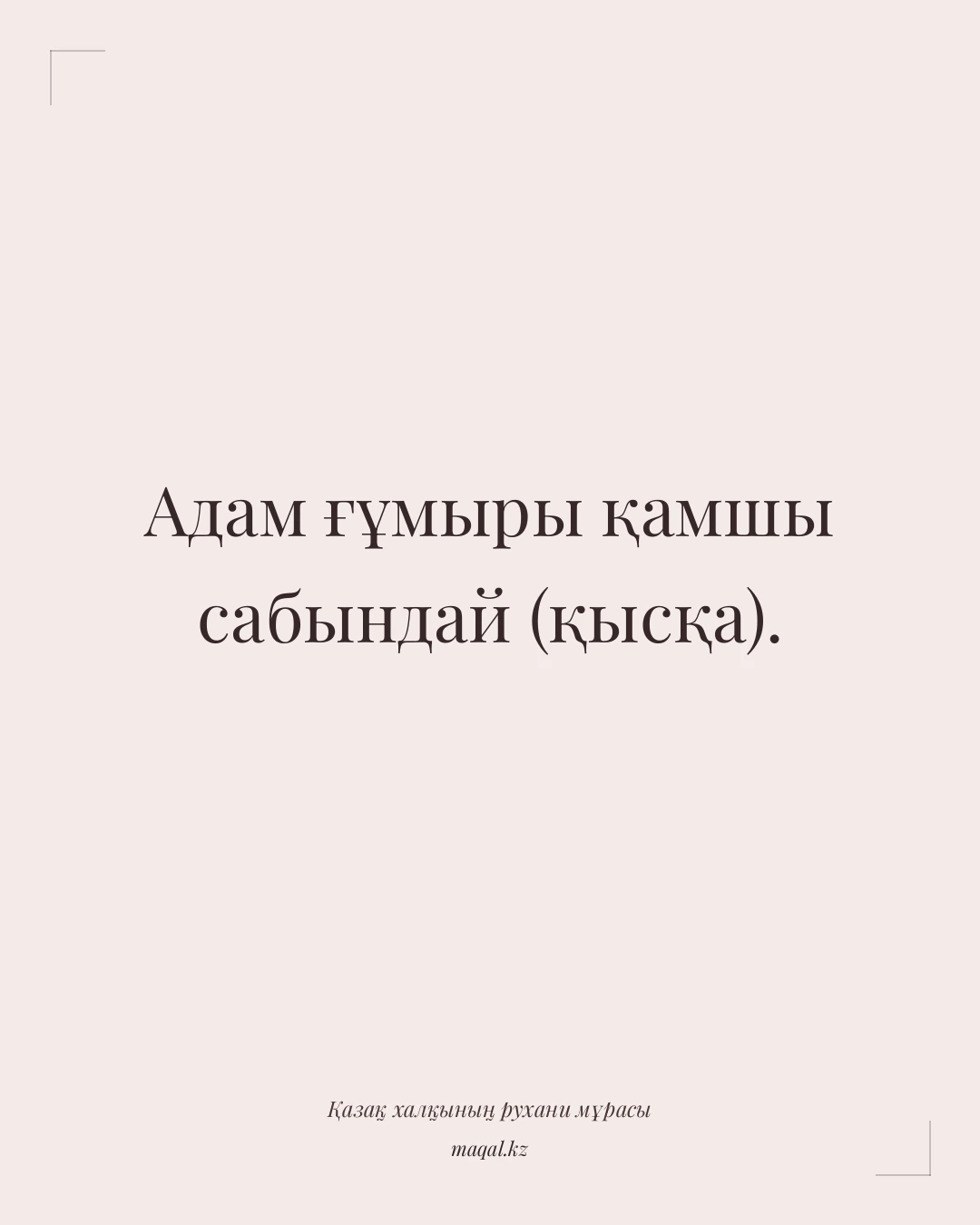 Адам ғұмыры қамшы сабындай (қысқа). — қазақша мақал