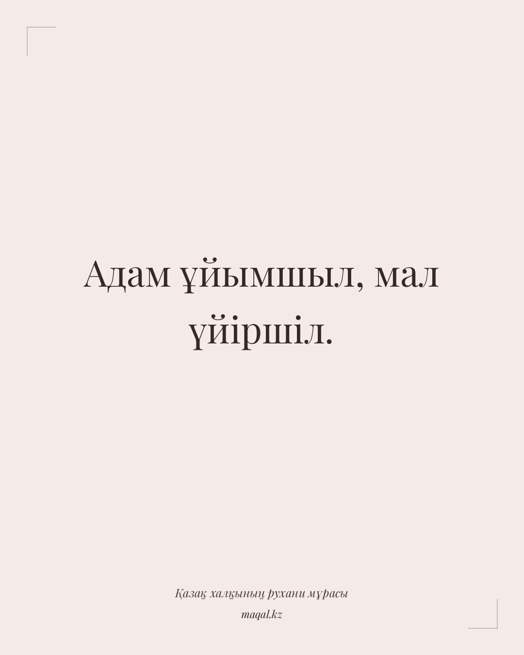 Адам ұйымшыл, мал үйіршіл. — қазақша мақал