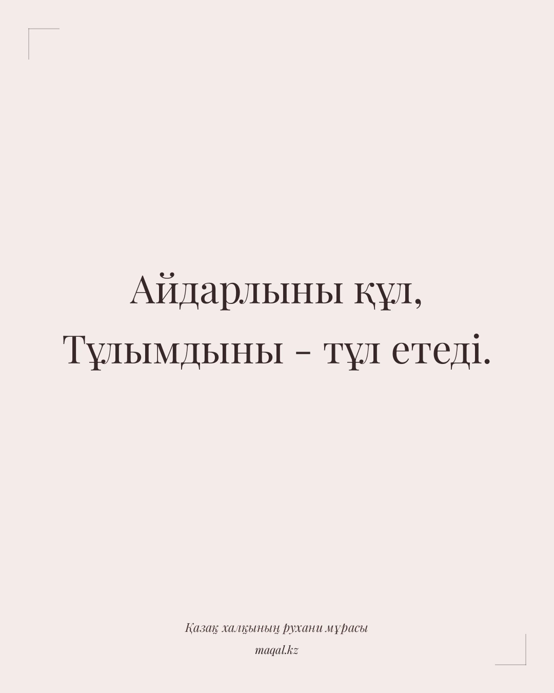 Айдарлыны құл, Тұлымдыны - тұл етеді. — қазақша мақал