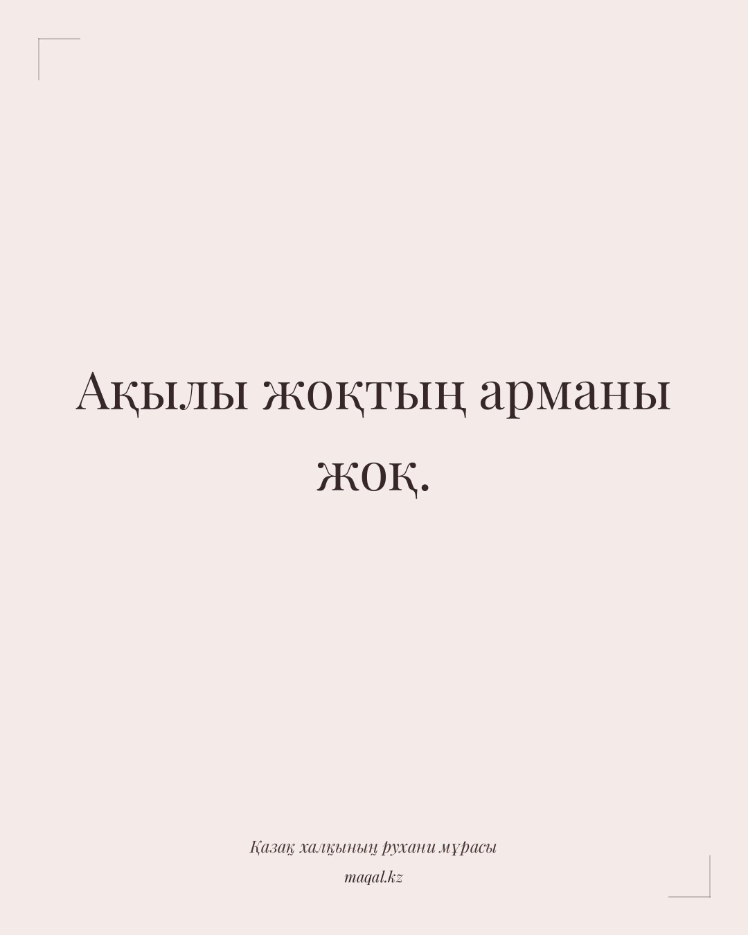 Ақылы жоқтың арманы жоқ. — қазақша мақал
