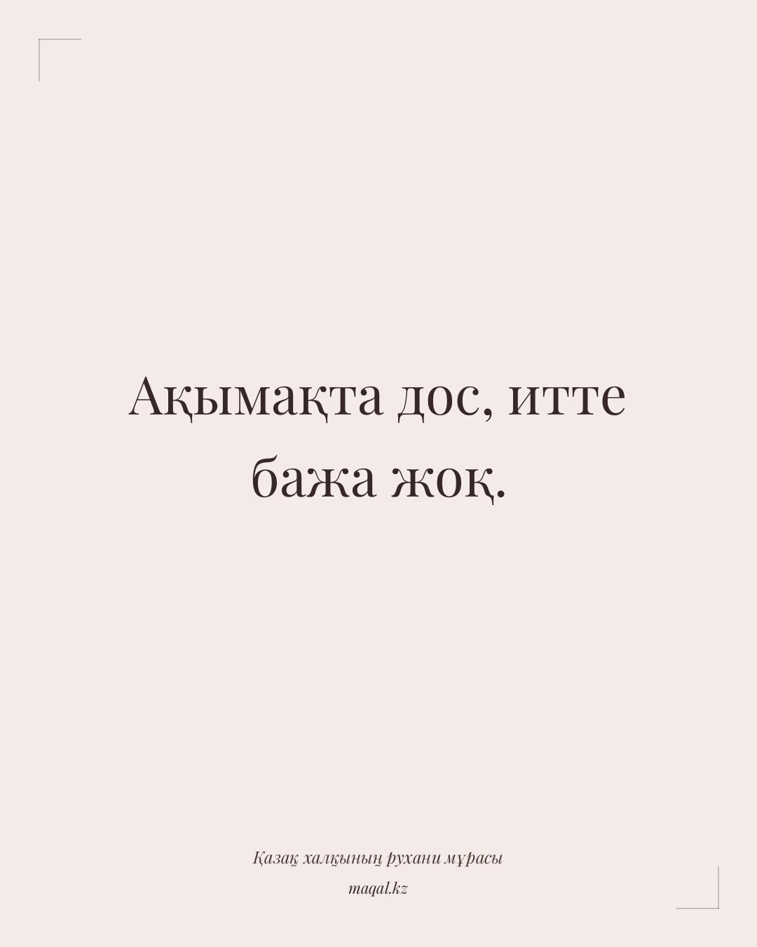 Ақымақта дос, итте бажа жоқ. — қазақша мақал