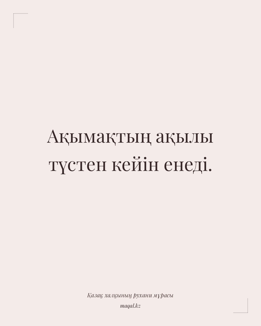 Ақымақтың ақылы түстен кейін енеді. — қазақша мақал