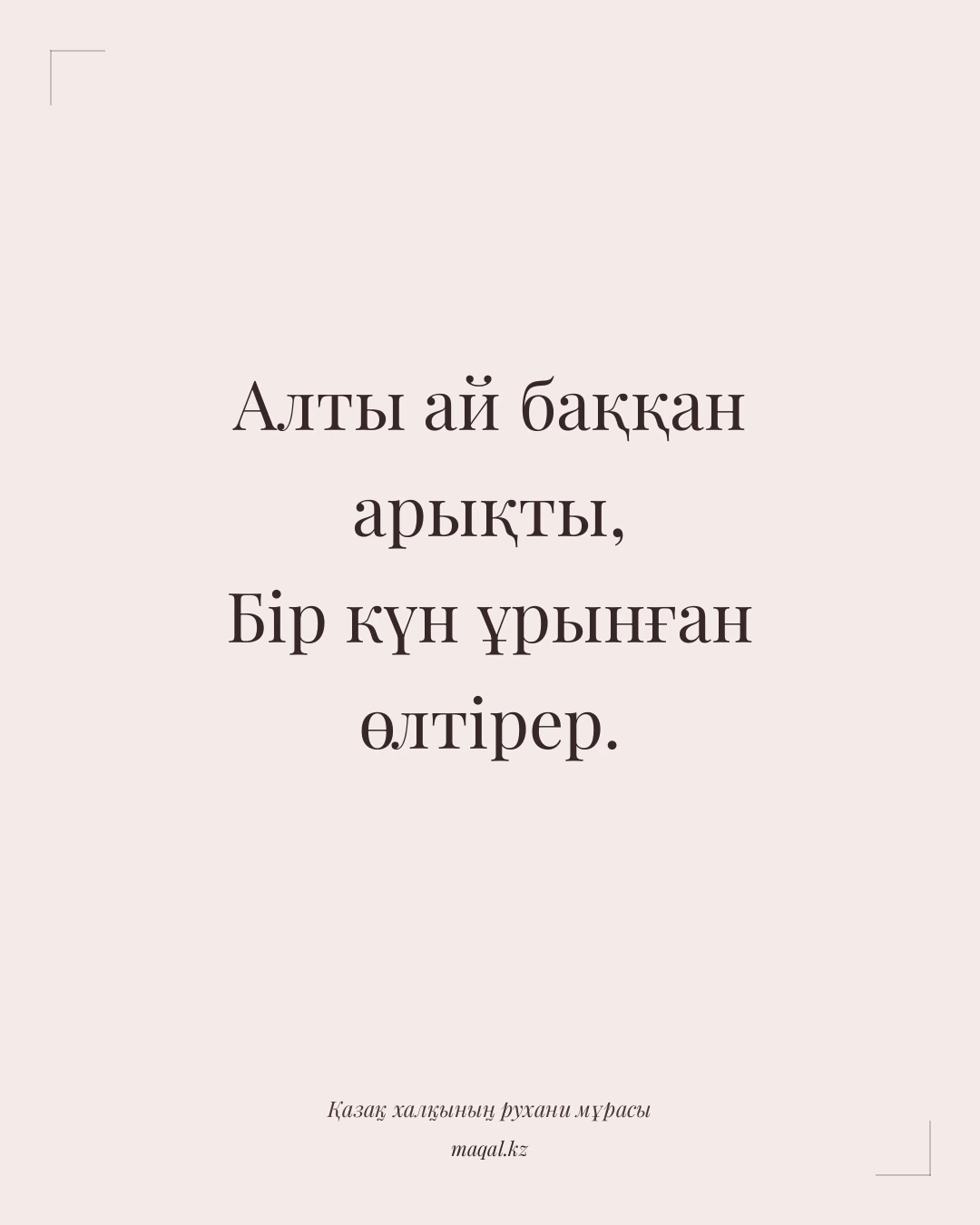 Алты ай баққан арықты, Бір күн ұрынған өлтірер. — қазақша мақал