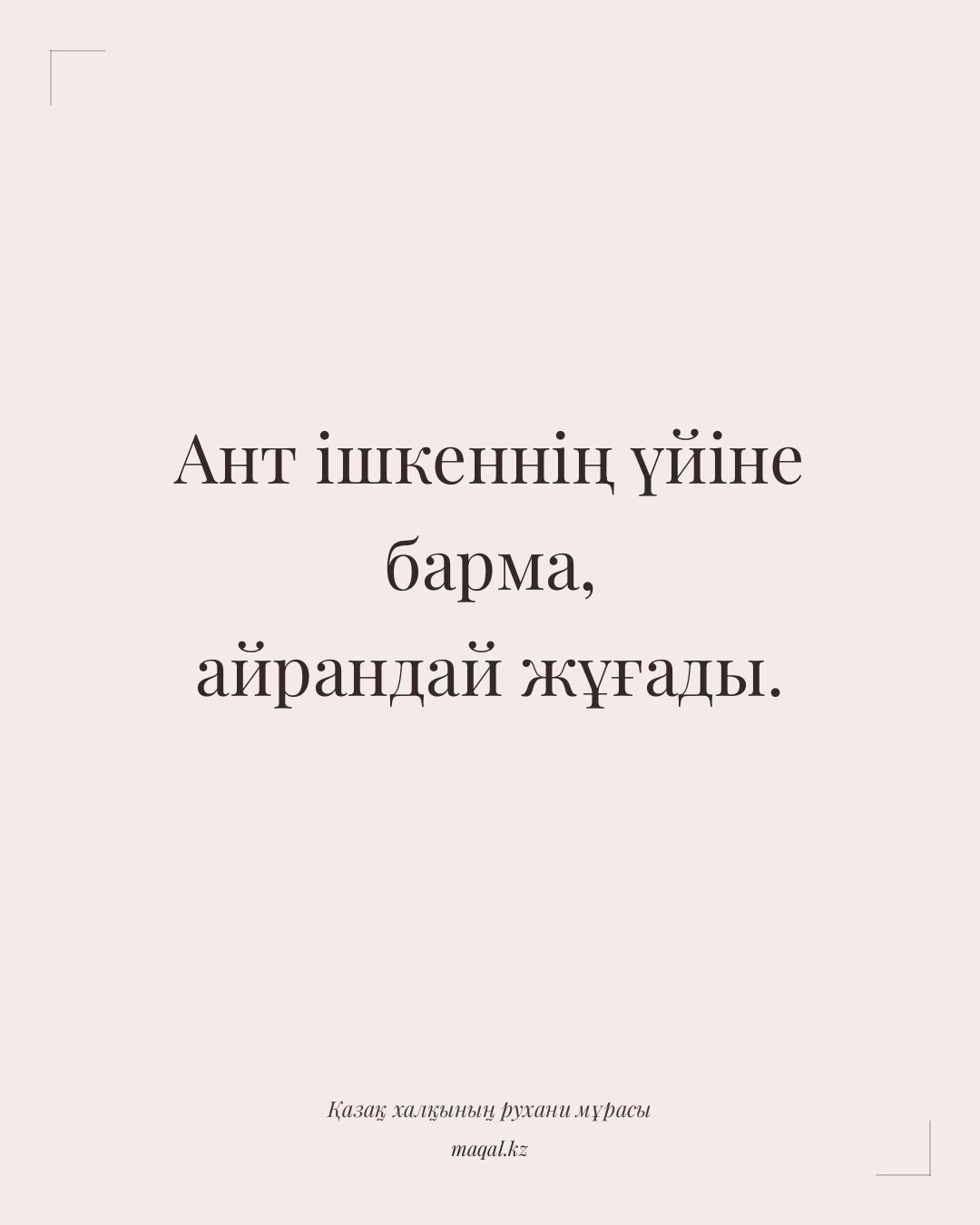 Ант ішкеннің үйіне барма, айрандай жұғады. — қазақша мақал