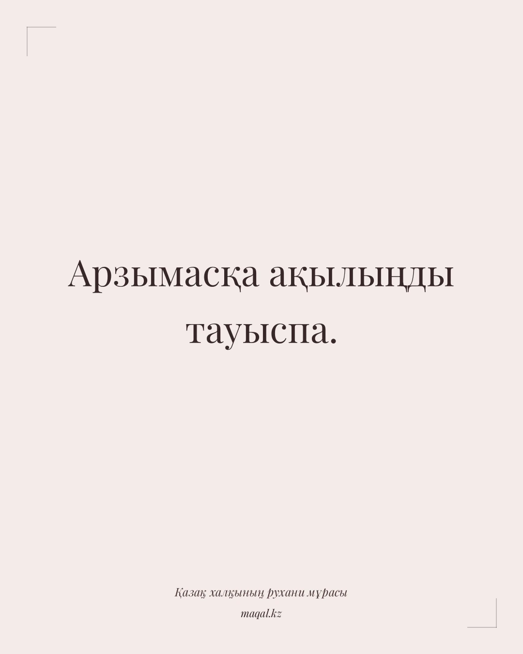 Арзымасқа ақылыңды тауыспа. — қазақша мақал