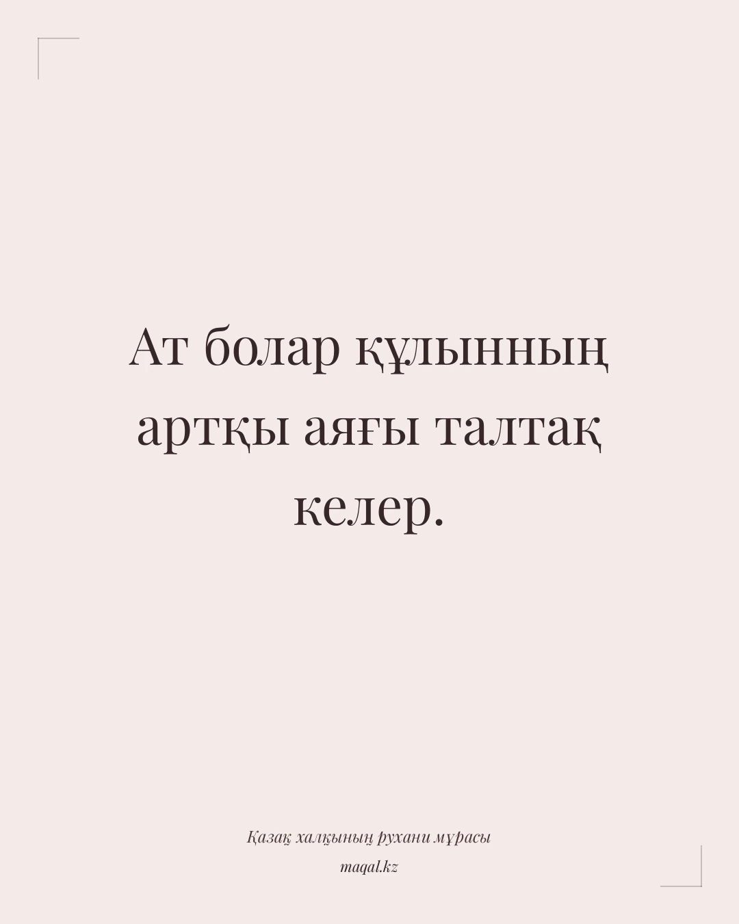Ат болар құлынның артқы аяғы талтақ келер. — қазақша мақал