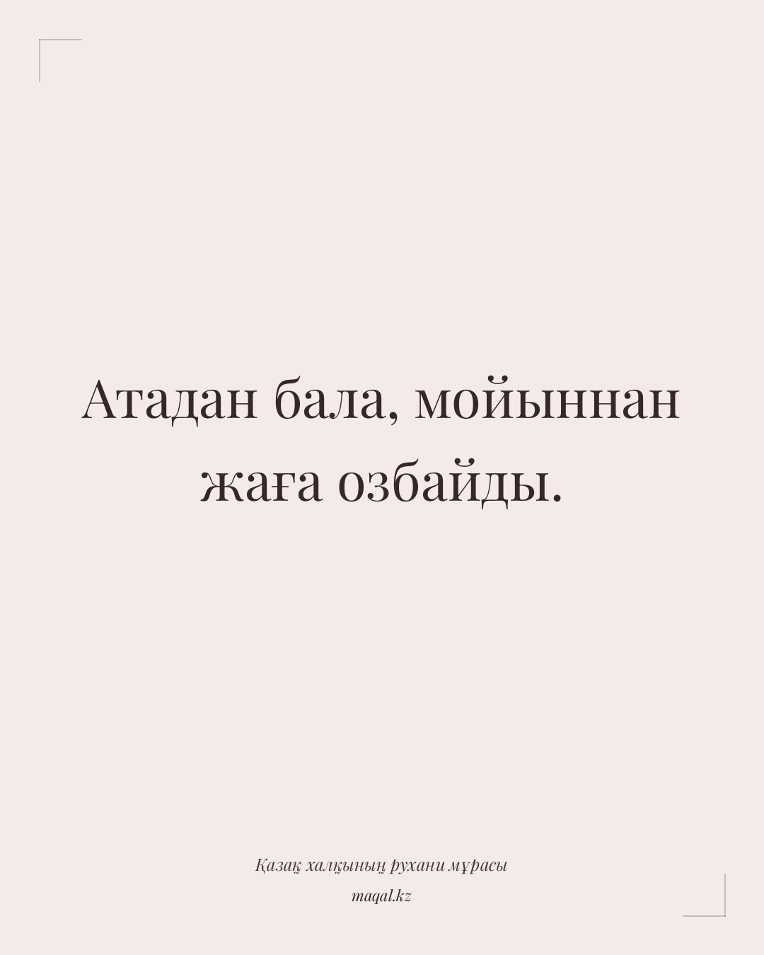 Атадан бала, мойыннан жаға озбайды. — қазақша мақал
