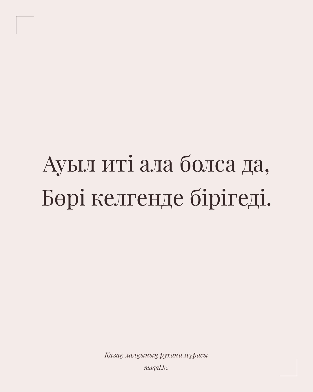 Ауыл иті ала болса да, Бөрі келгенде бірігеді. — қазақша мақал