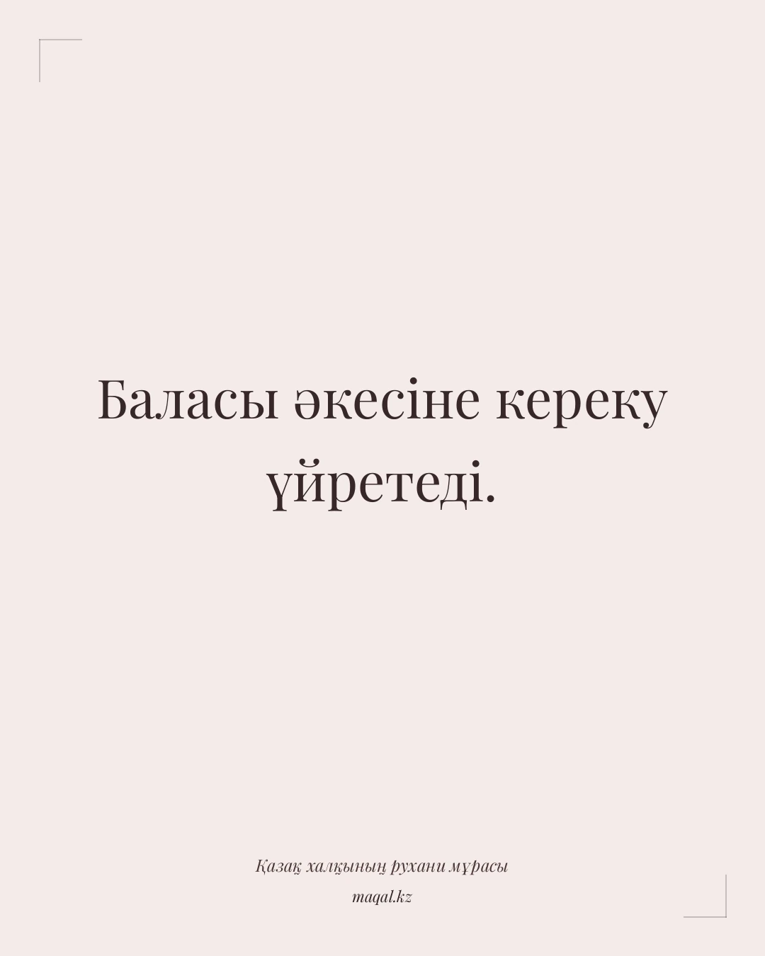 Баласы әкесіне кереку үйретеді. — қазақша мақал