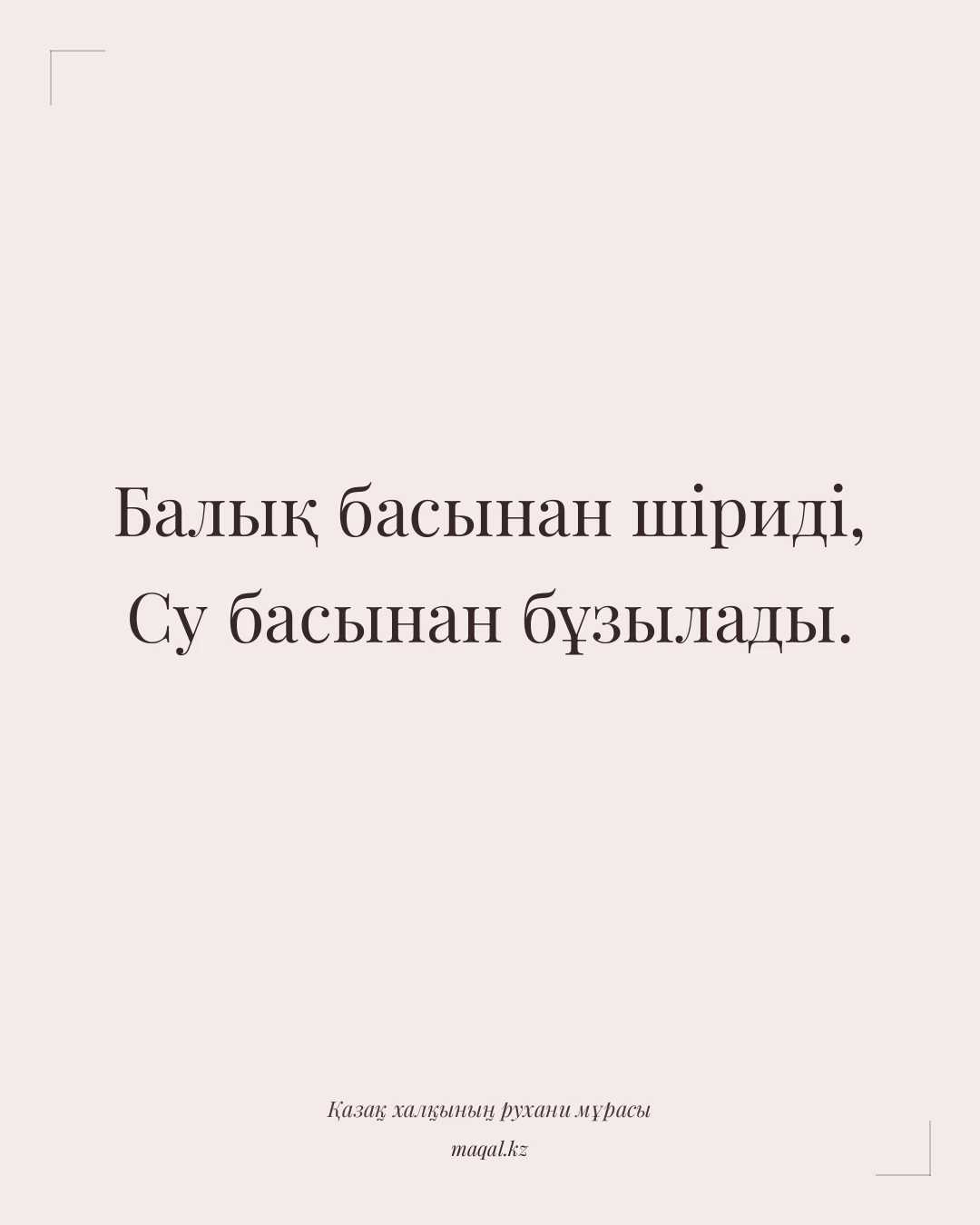 Балық басынан шіриді, Су басынан бұзылады. — қазақша мақал