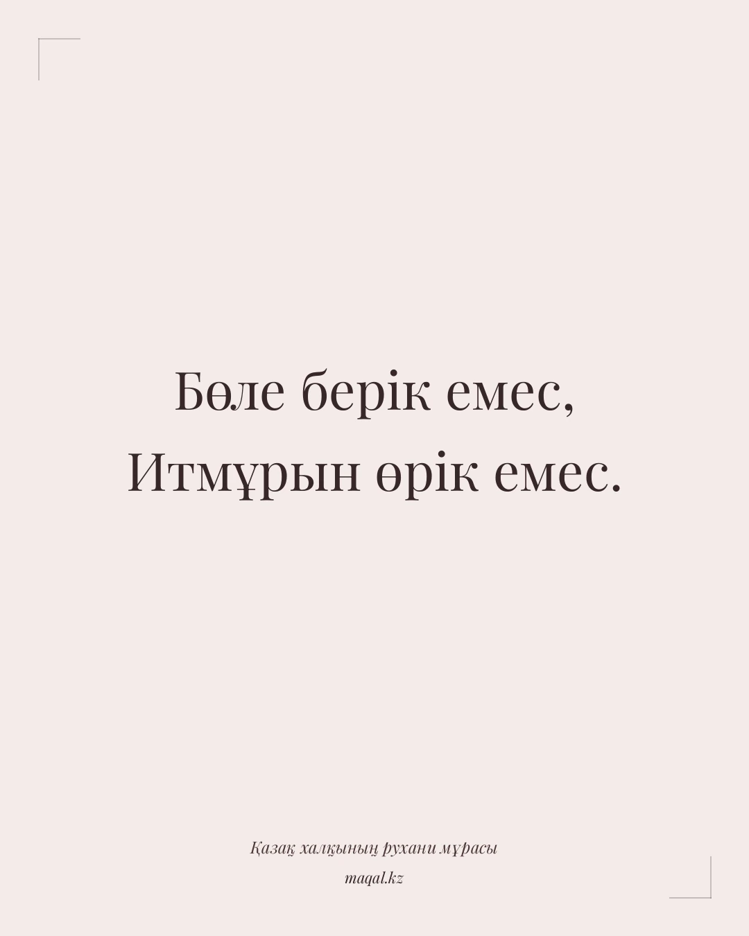 Бөле берік емес, Итмұрын өрік емес. — қазақша мақал
