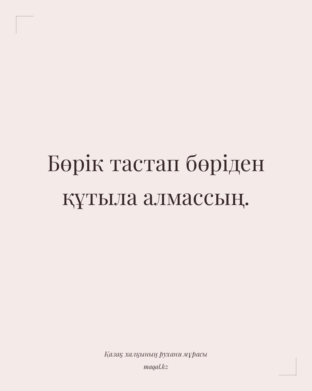 Бөрік тастап бөріден құтыла алмассың. — қазақша мақал
