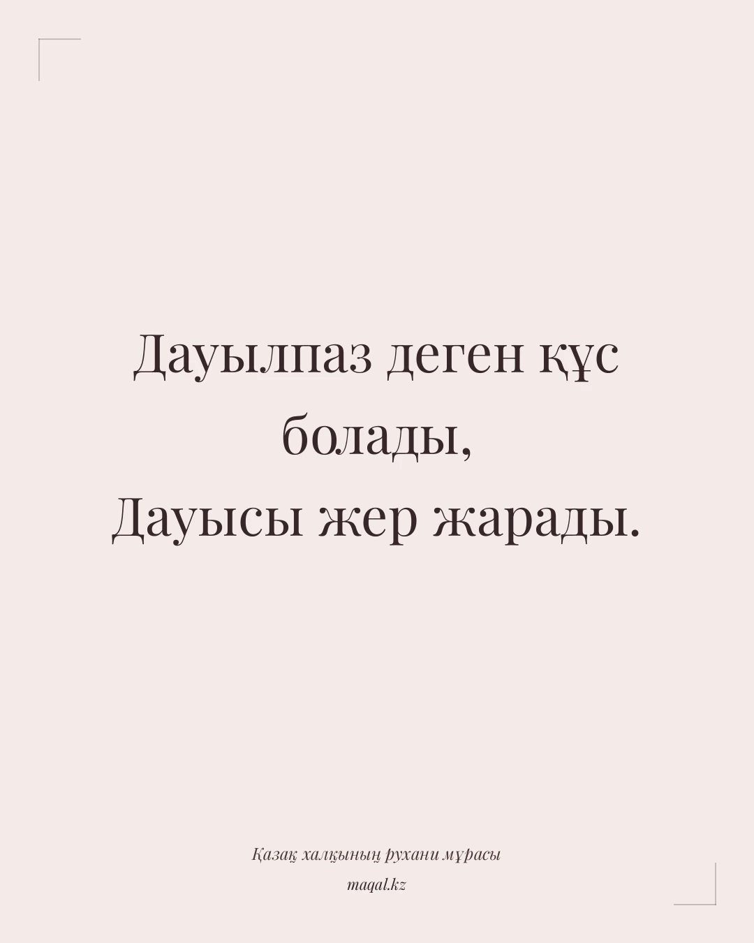 Дауылпаз деген құс болады, Дауысы жер жарады. — қазақша мақал