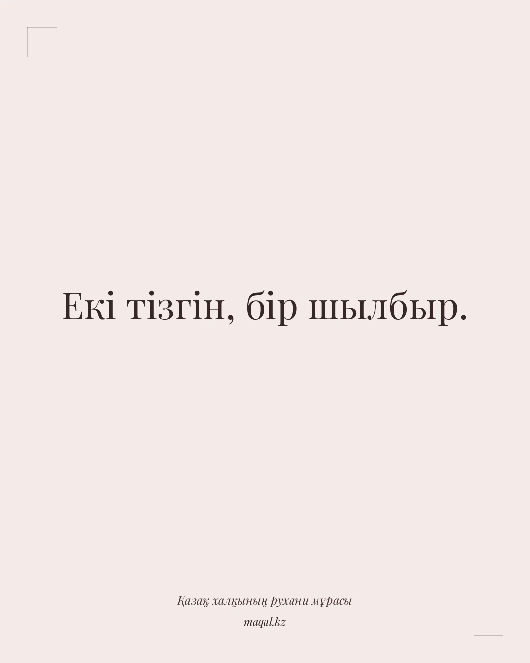 Екі тізгін, бір шылбыр. — қазақша мақал