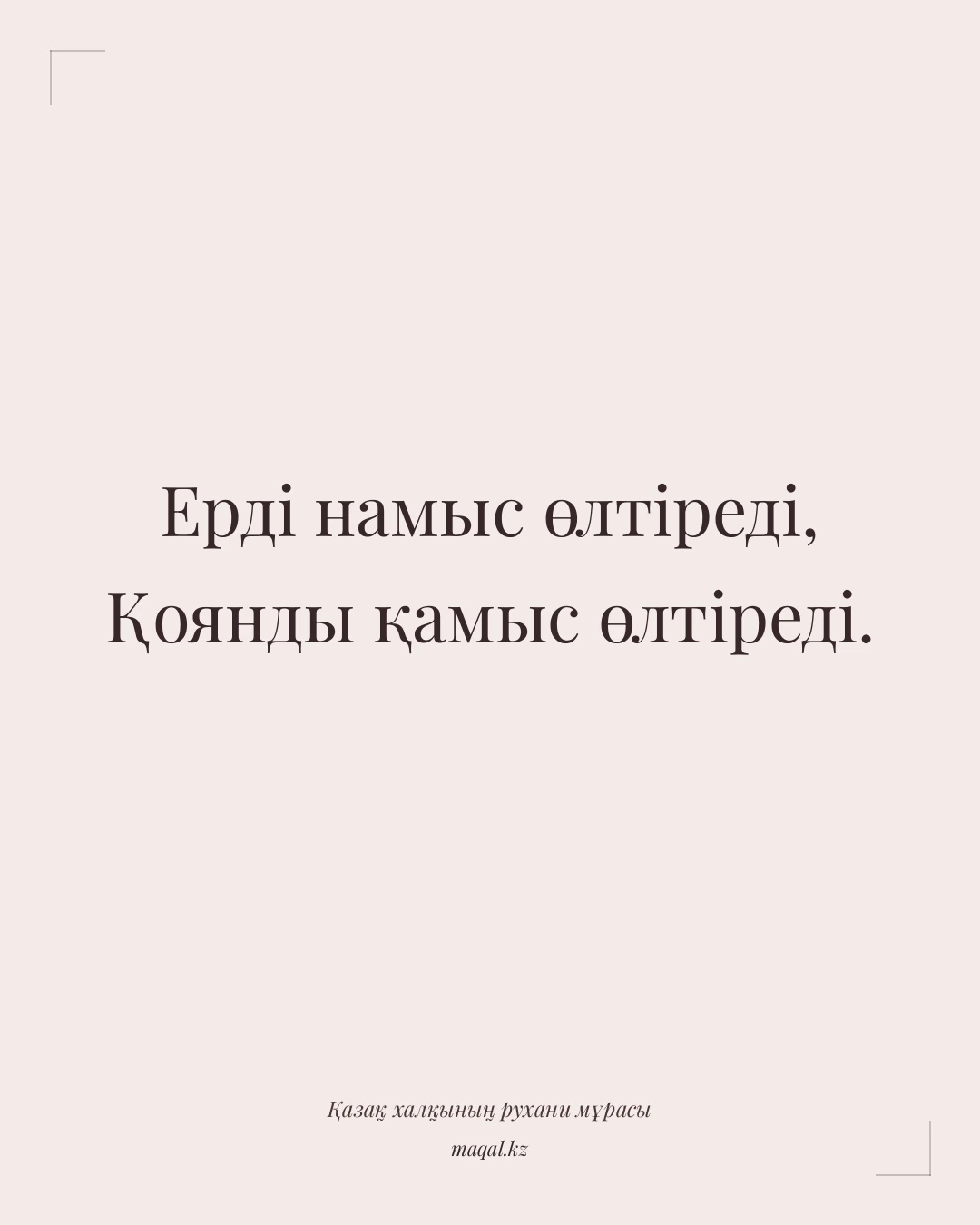 Ерді намыс өлтіреді, Қоянды қамыс өлтіреді. — қазақша мақал