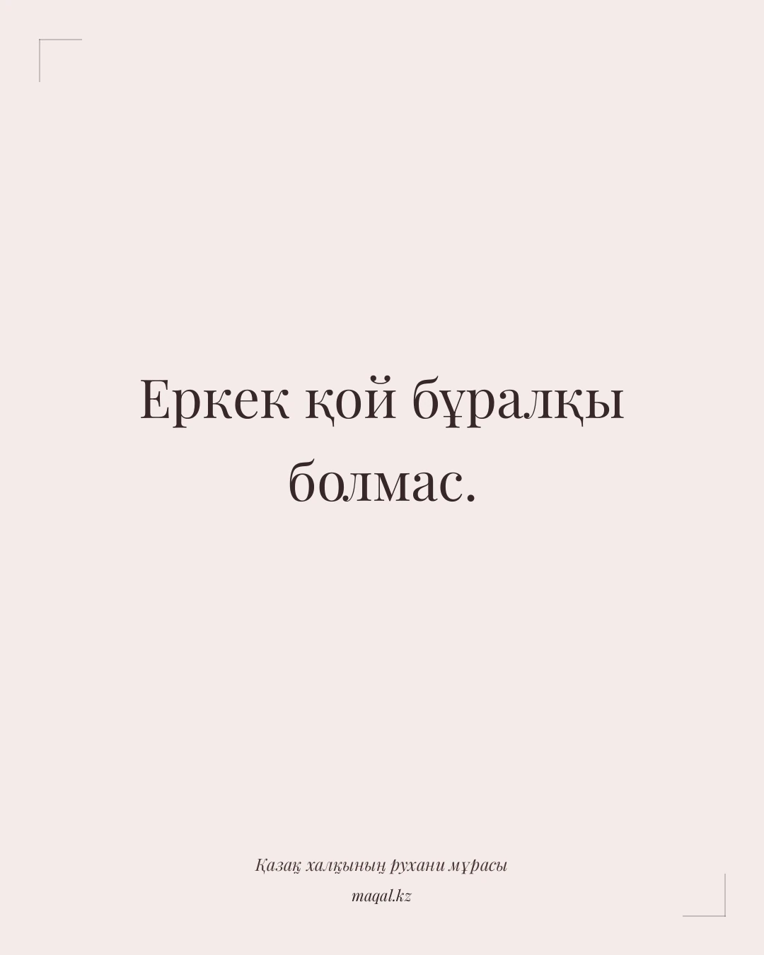 Еркек қой бұралқы болмас. — қазақша мақал