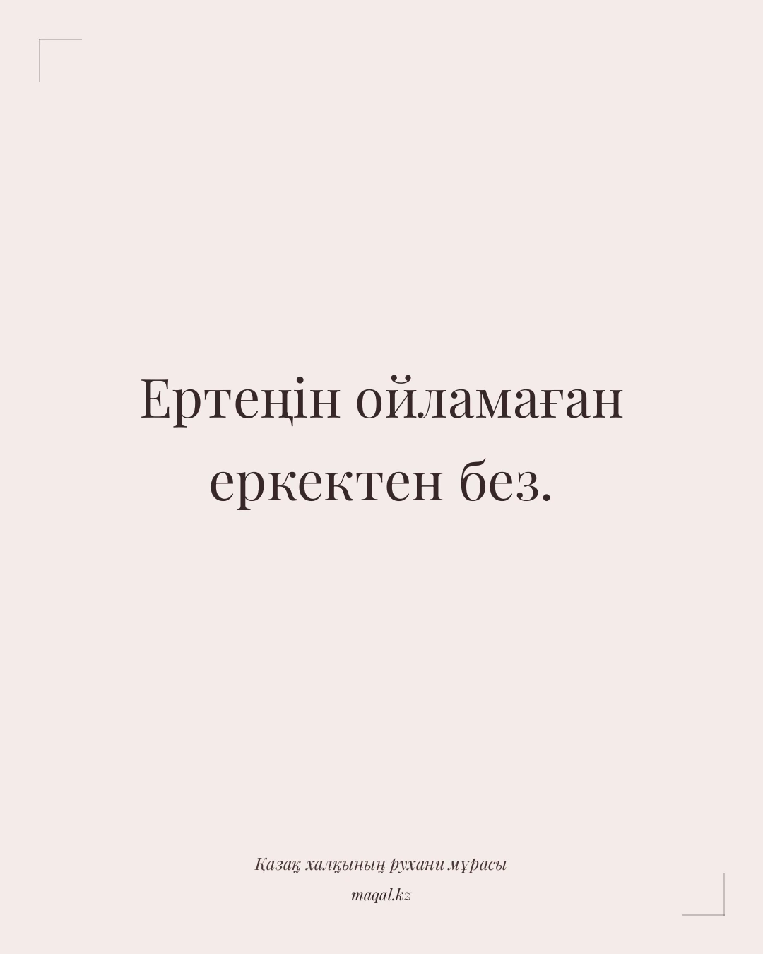 Ертеңін ойламаған еркектен без. — қазақша мақал