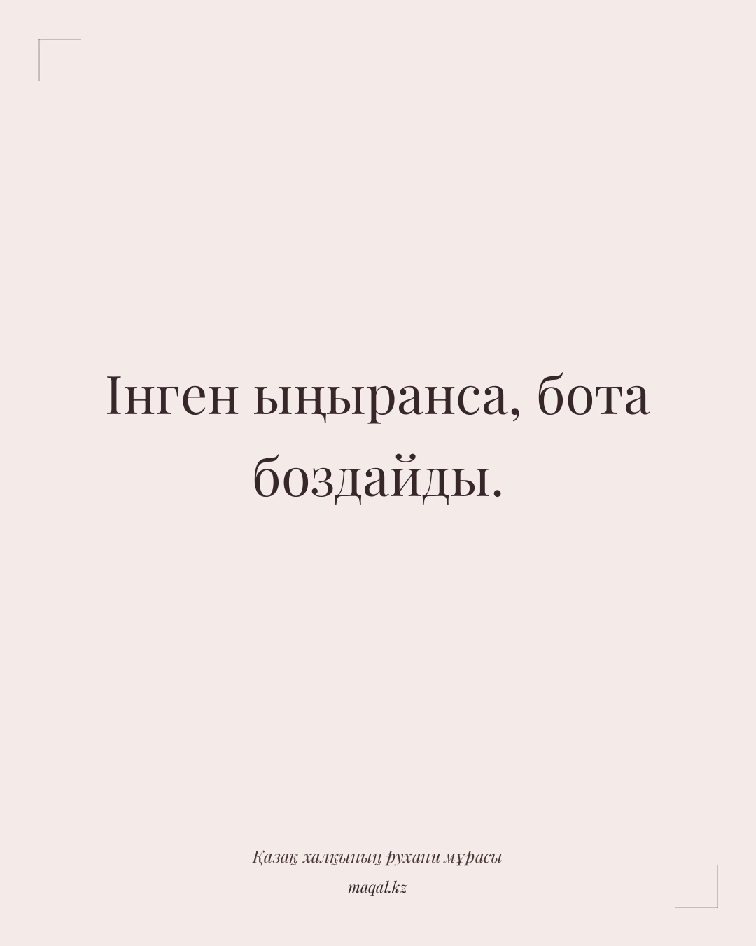 Інген ыңыранса, бота боздайды. — қазақша мақал