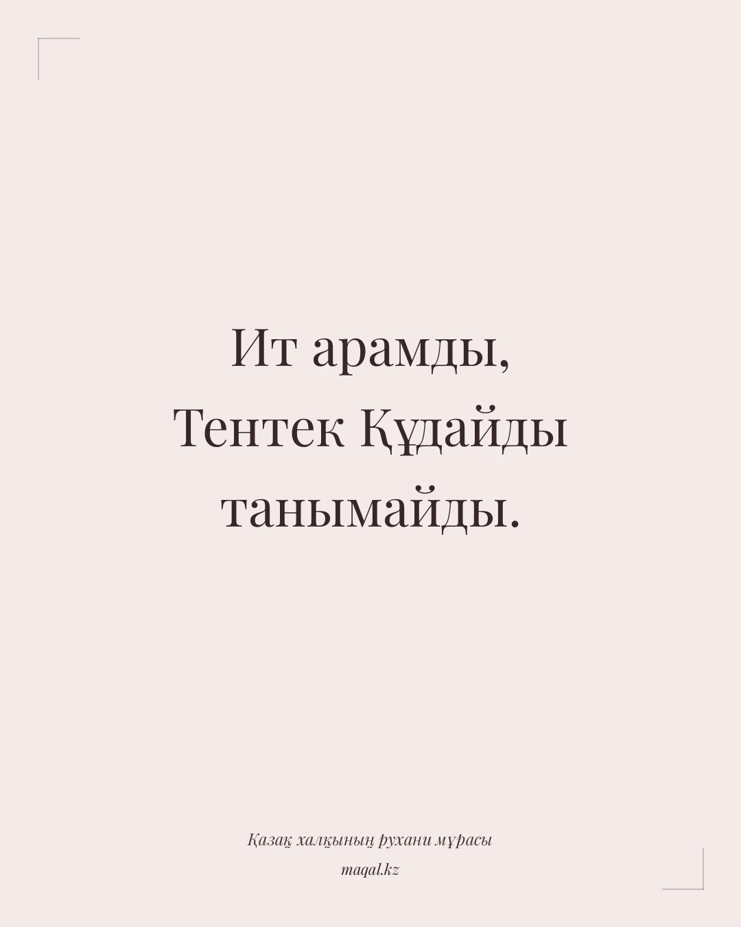 Ит арамды, Тентек Құдайды танымайды. — қазақша мақал