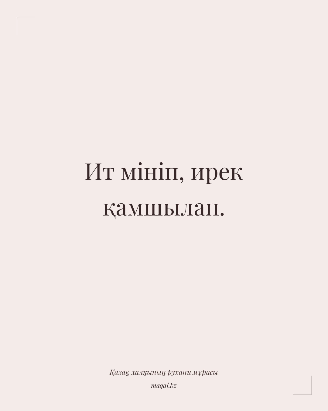 Ит мініп, ирек қамшылап. — қазақша мақал