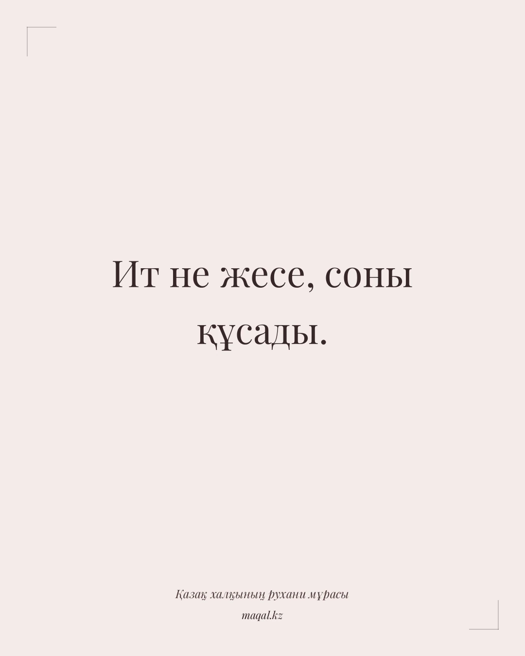 Ит не жесе, соны құсады. — қазақша мақал