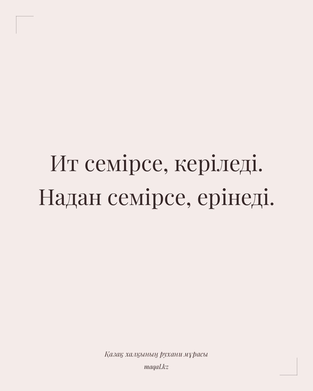 Ит семірсе, керіледі. Надан семірсе, ерінеді. — қазақша мақал