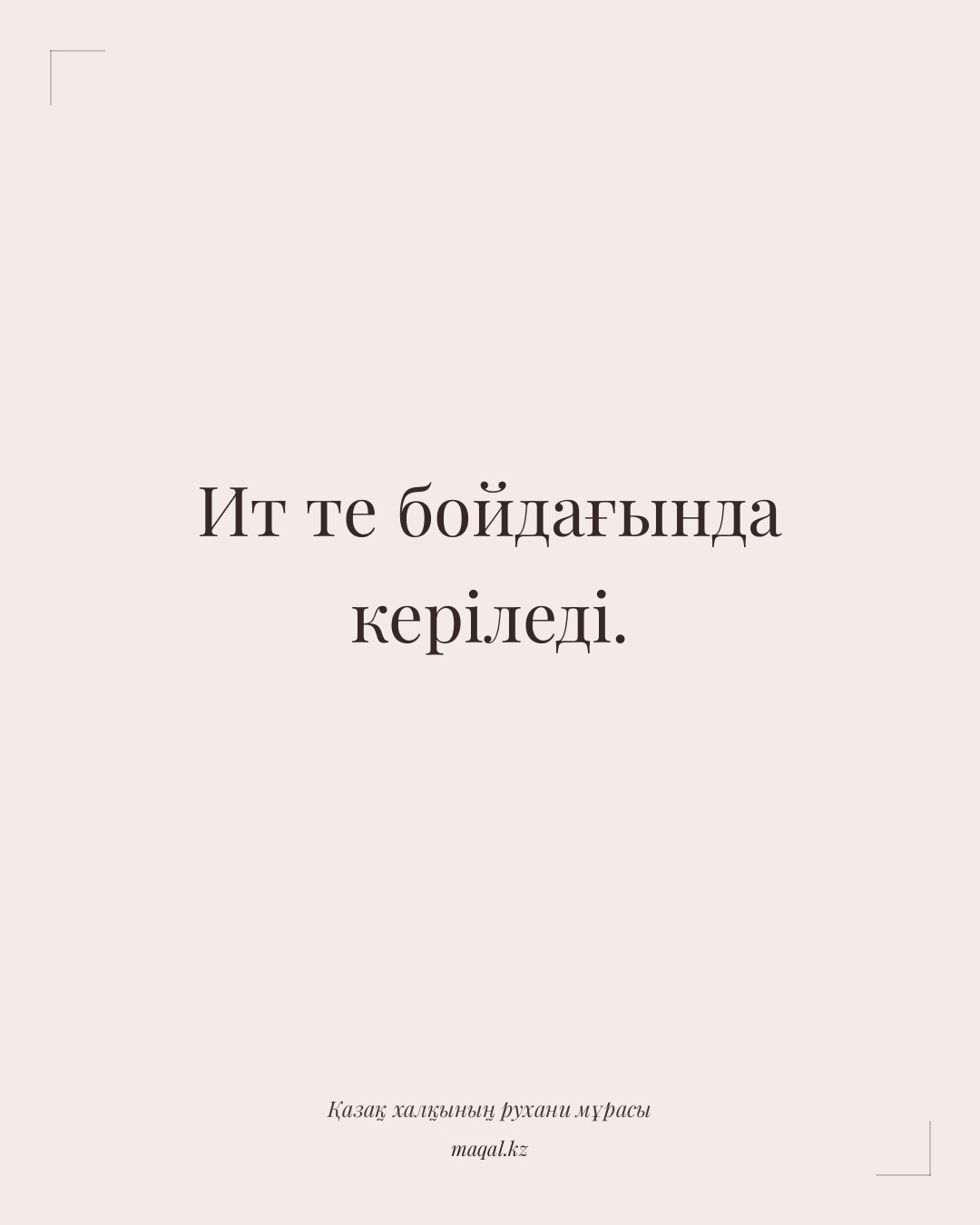 Ит те бойдағында керіледі. — қазақша мақал