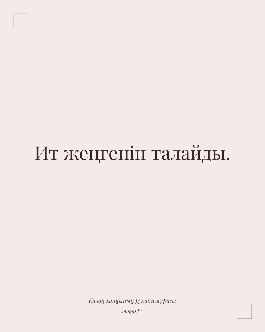 Ит жеңгенін талайды. — қазақша мақал