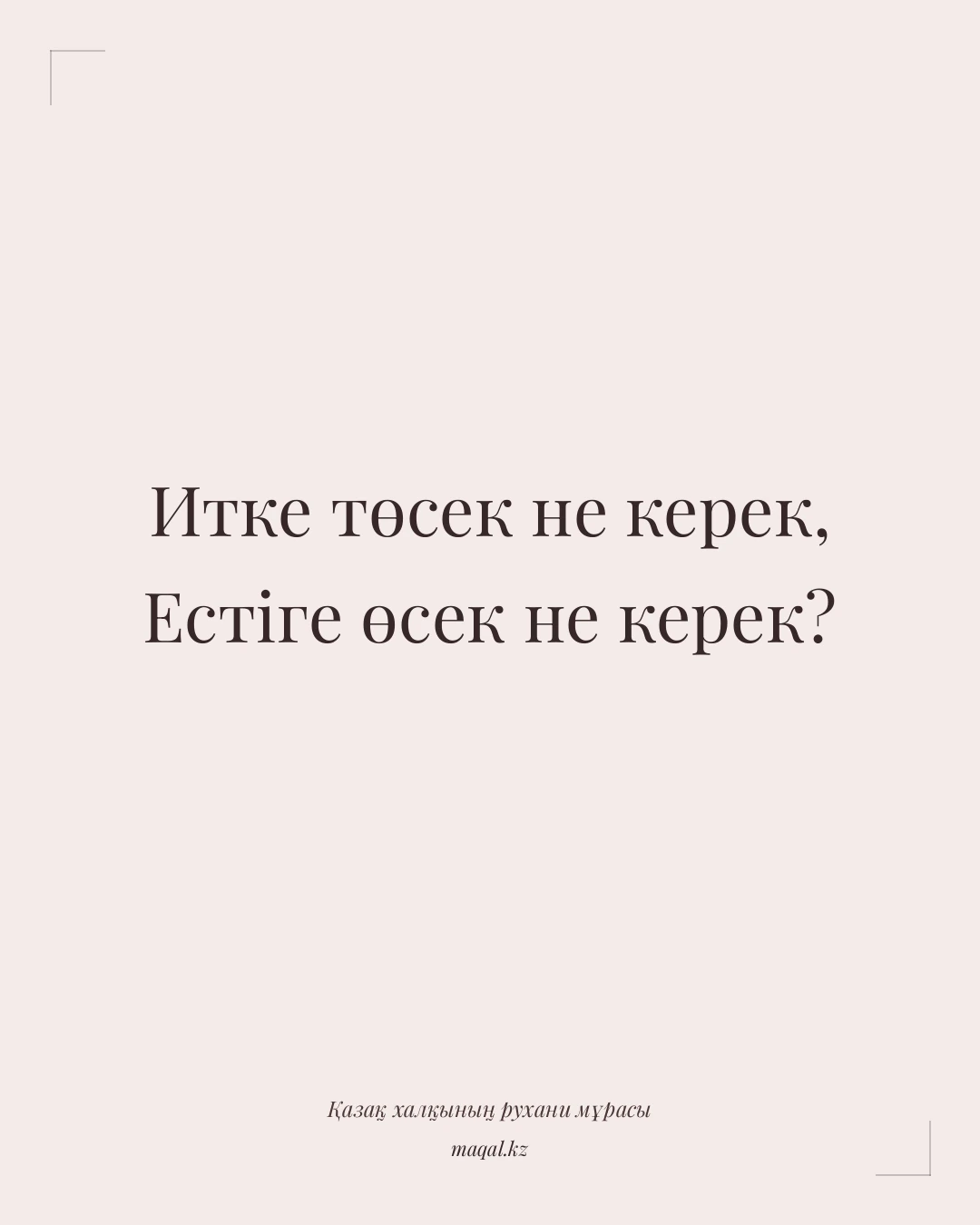 Итке төсек не керек, Естіге өсек не керек? — қазақша мақал
