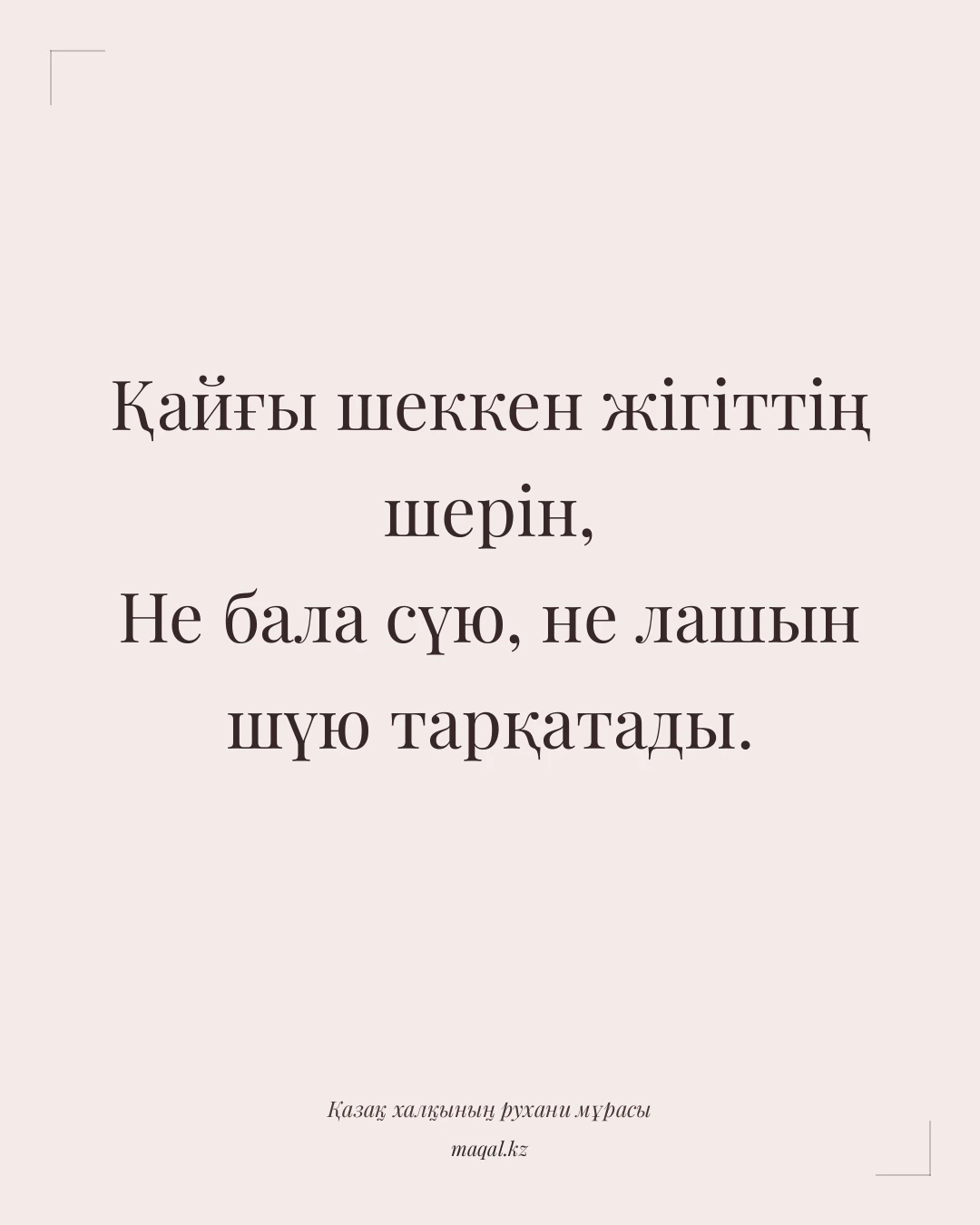 Қайғы шеккен жігіттің шерін, Не бала сүю, не лашын шүю тарқатады. — қазақша мақал