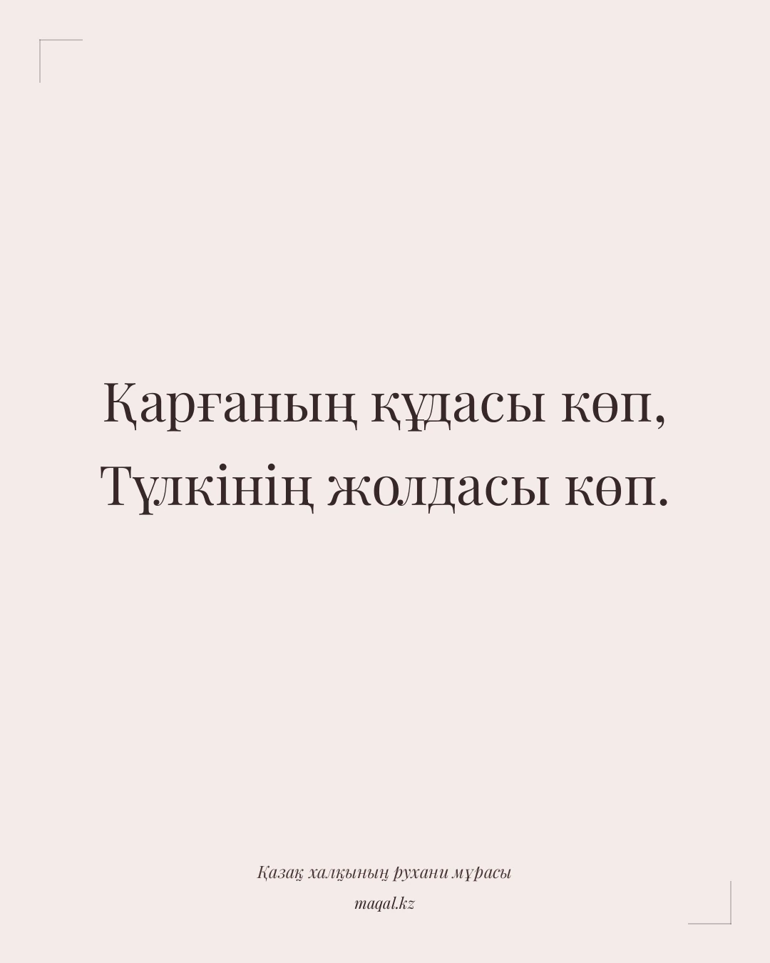 Қарғаның құдасы көп, Түлкінің жолдасы көп. — қазақша мақал