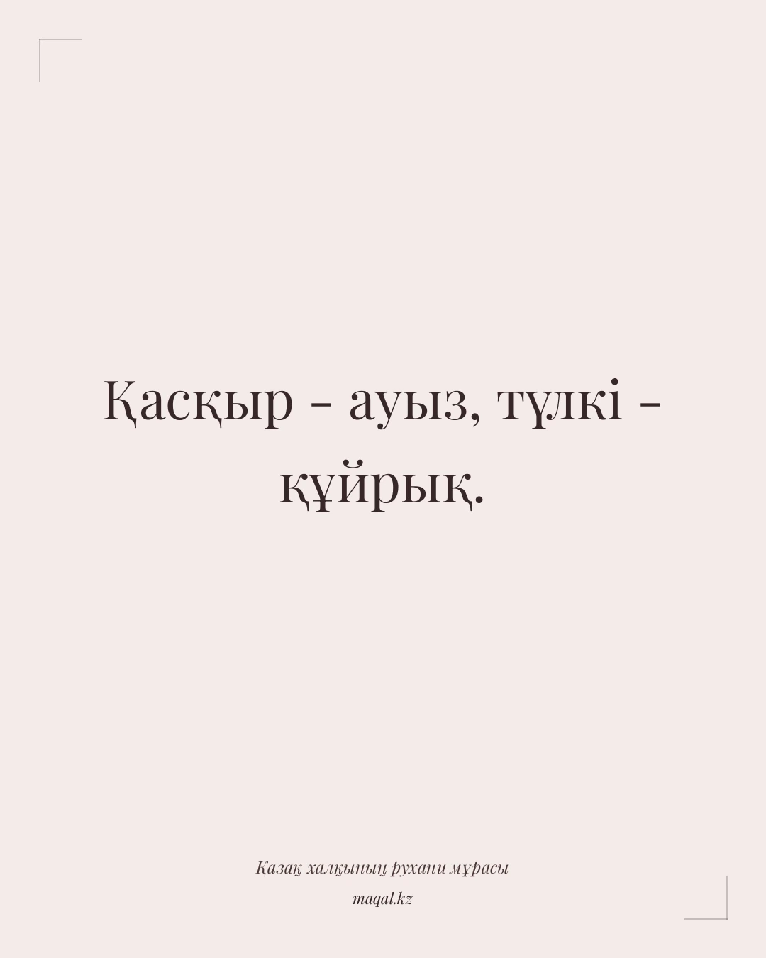 Қасқыр - ауыз, түлкі - құйрық. — қазақша мақал