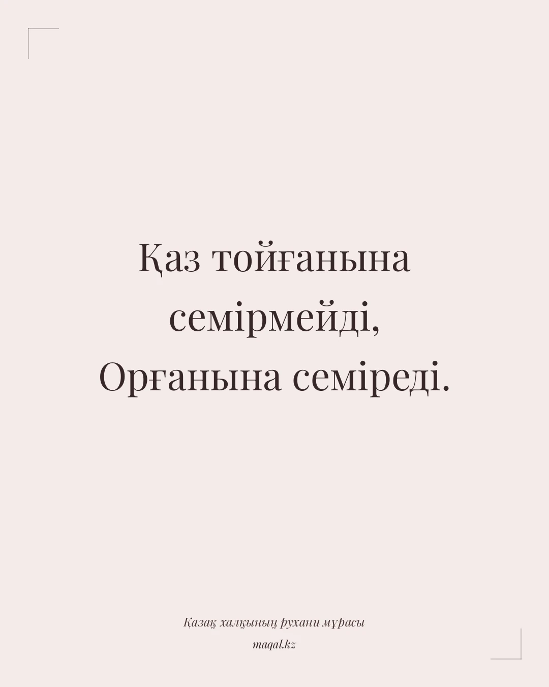 Қаз тойғанына семірмейді, Орғанына семіреді. — қазақша мақал
