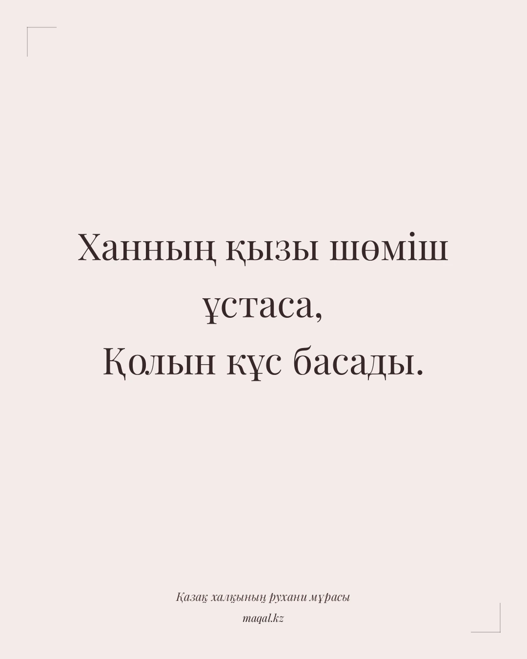 Ханның қызы шөміш ұстаса, Қолын кұс басады. — қазақша мақал