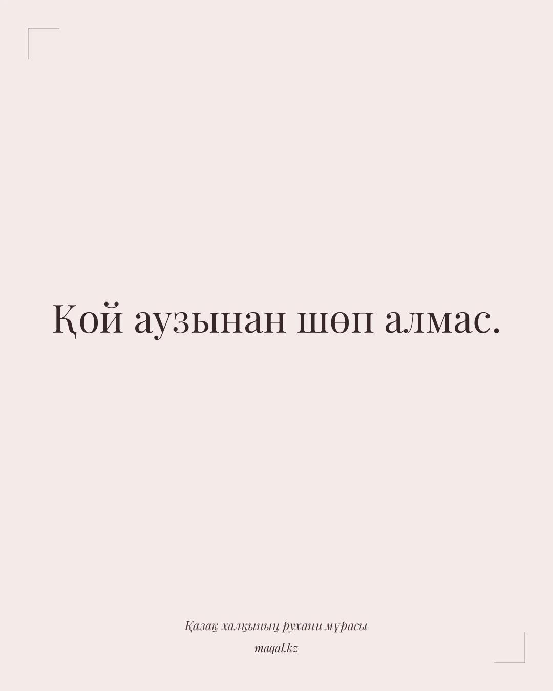 Қой аузынан шөп алмас. — қазақша мақал