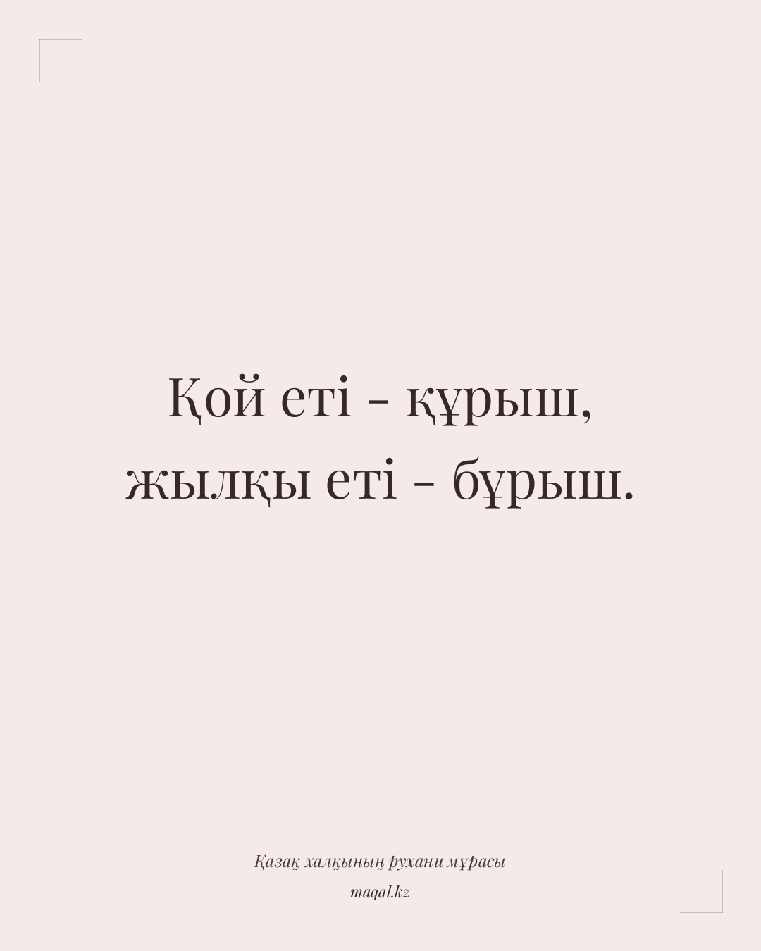 Қой еті - құрыш, жылқы еті - бұрыш. — қазақша мақал