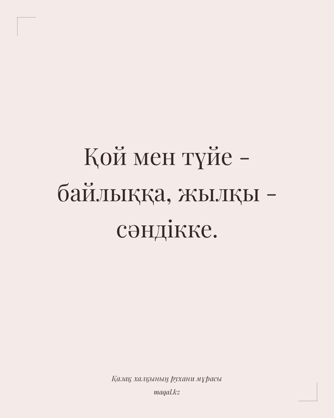 Қой мен түйе - байлыққа, жылқы - сәндікке. — қазақша мақал