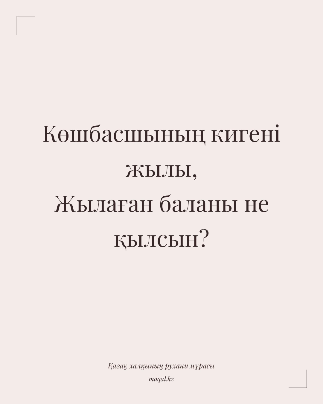 Көшбасшының кигені жылы, Жылаған баланы не қылсын? — қазақша мақал