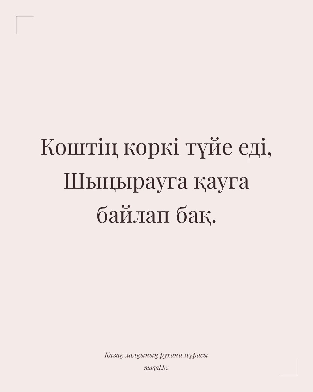 Көштің көркі түйе еді, Шыңырауға қауға байлап бақ. — қазақша мақал