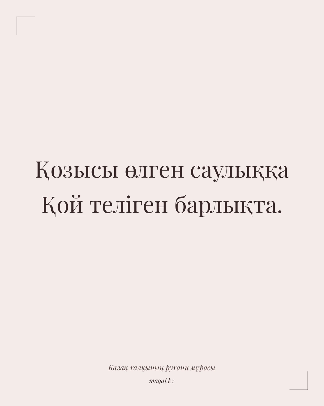 Қозысы өлген саулыққа Қой теліген барлықта. — қазақша мақал