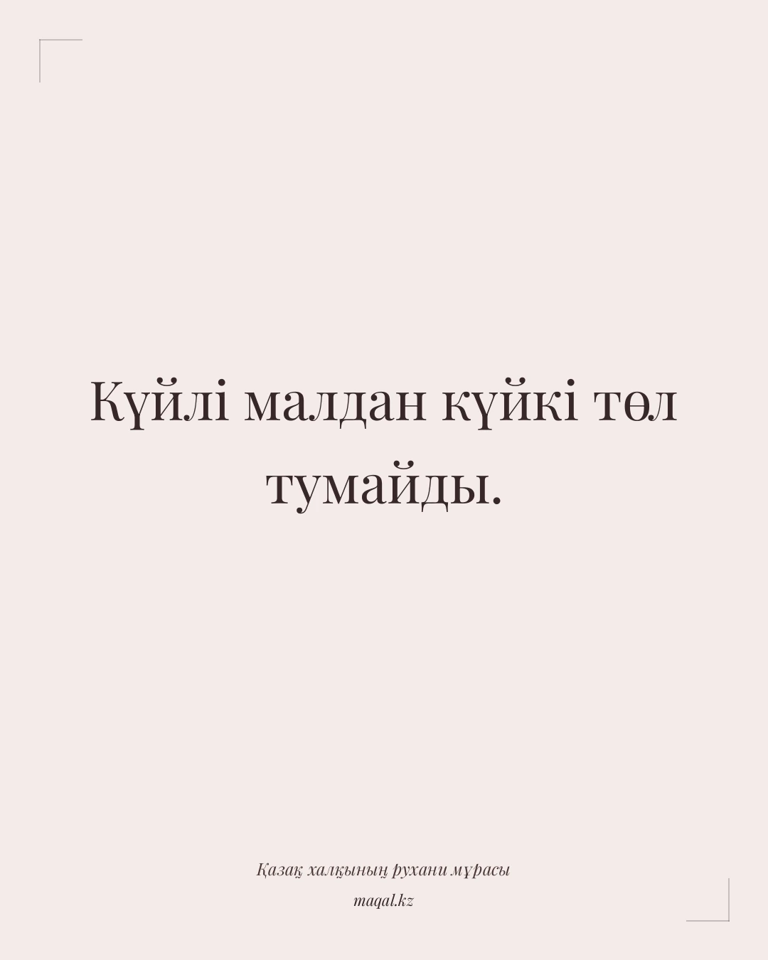 Күйлі малдан күйкі төл тумайды. — қазақша мақал