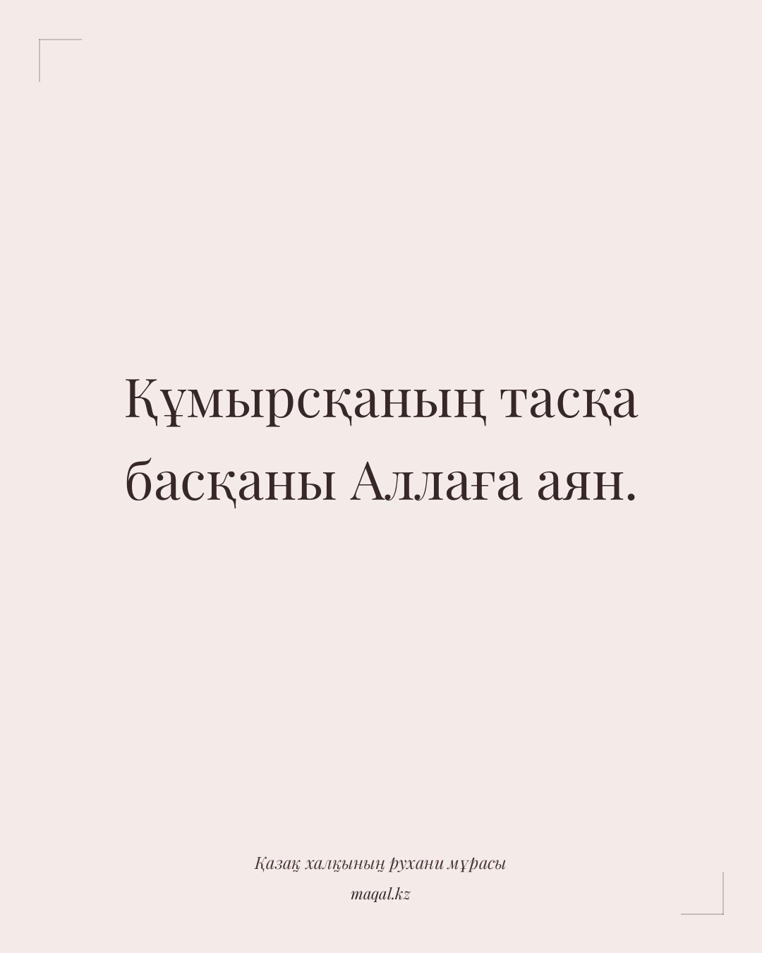 Құмырсқаның тасқа басқаны Аллаға аян. — қазақша мақал