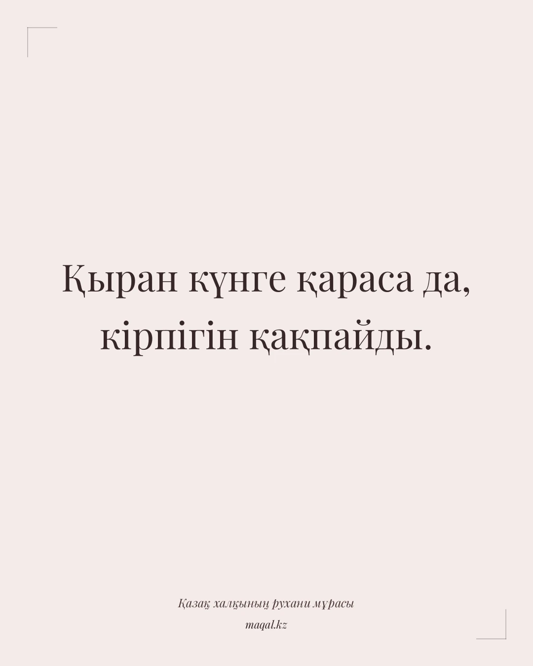 Қыран күнге қараса да, кірпігін қақпайды. — қазақша мақал