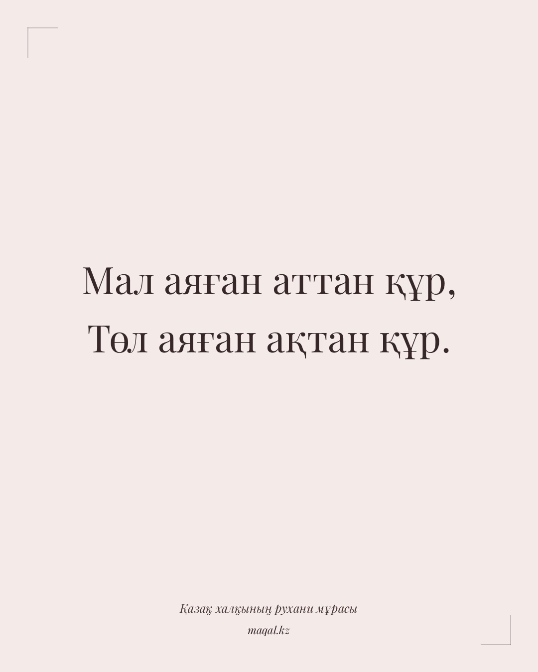 Мал аяған аттан құр, Төл аяған ақтан құр. — қазақша мақал