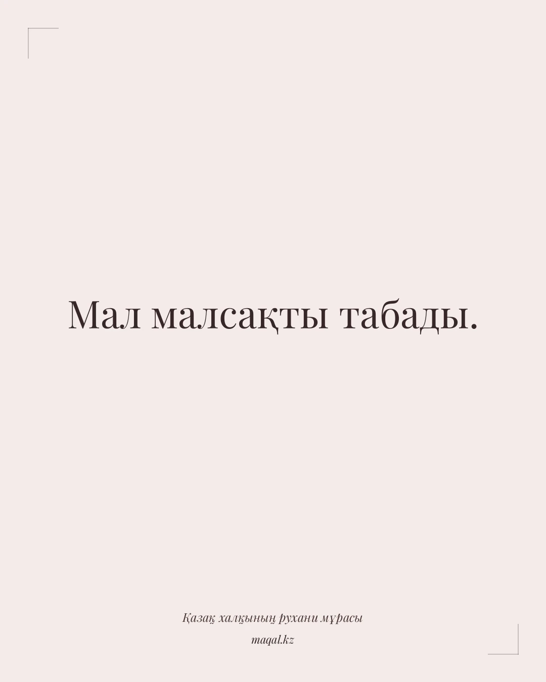 Мал малсақты табады. — қазақша мақал