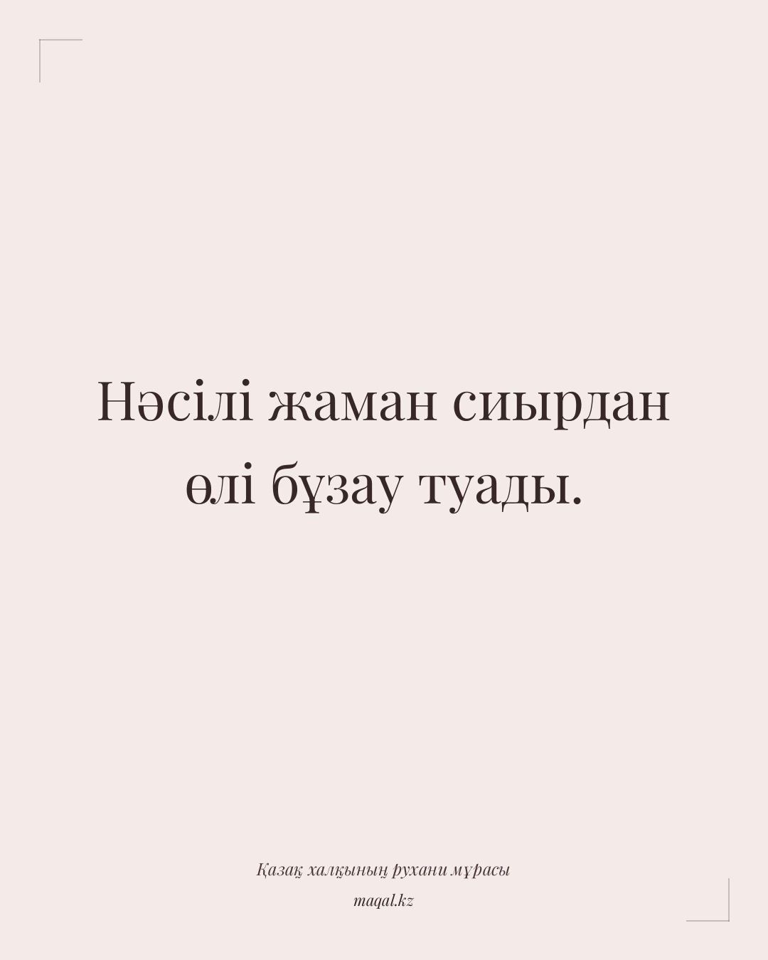 Нәсілі жаман сиырдан өлі бұзау туады. — қазақша мақал