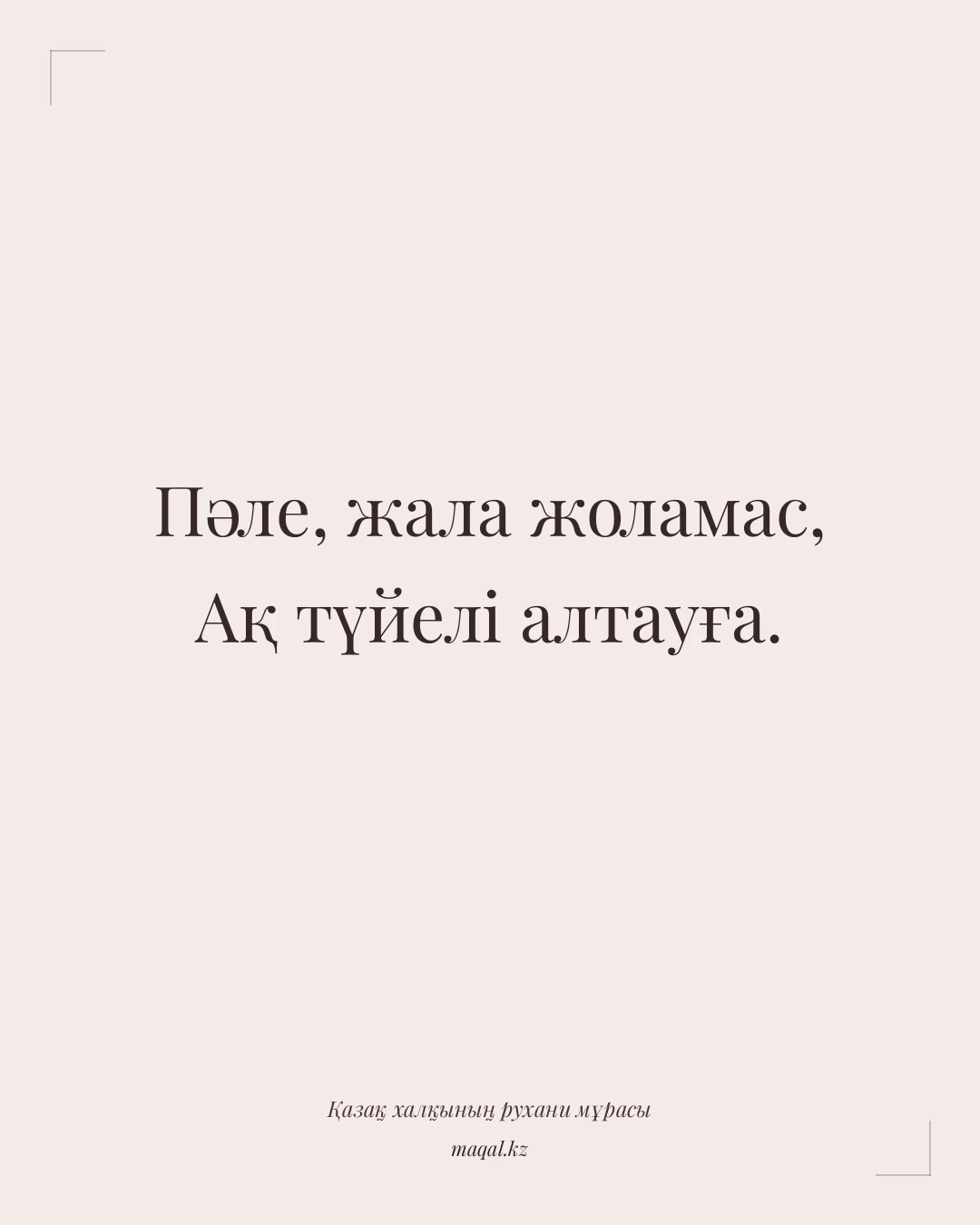 Пәле, жала жоламас, Ақ түйелі алтауға. — қазақша мақал