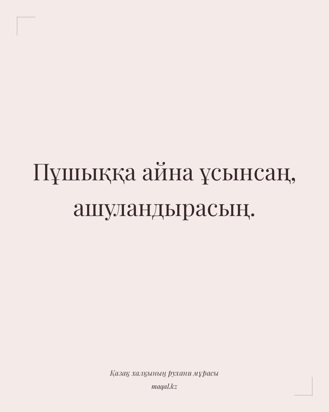 Пұшыққа айна ұсынсаң, ашуландырасың. — қазақша мақал