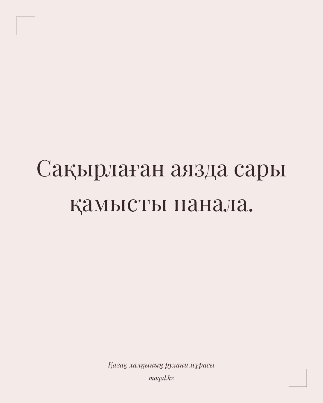 Сақырлаған аязда сары қамысты панала. — қазақша мақал