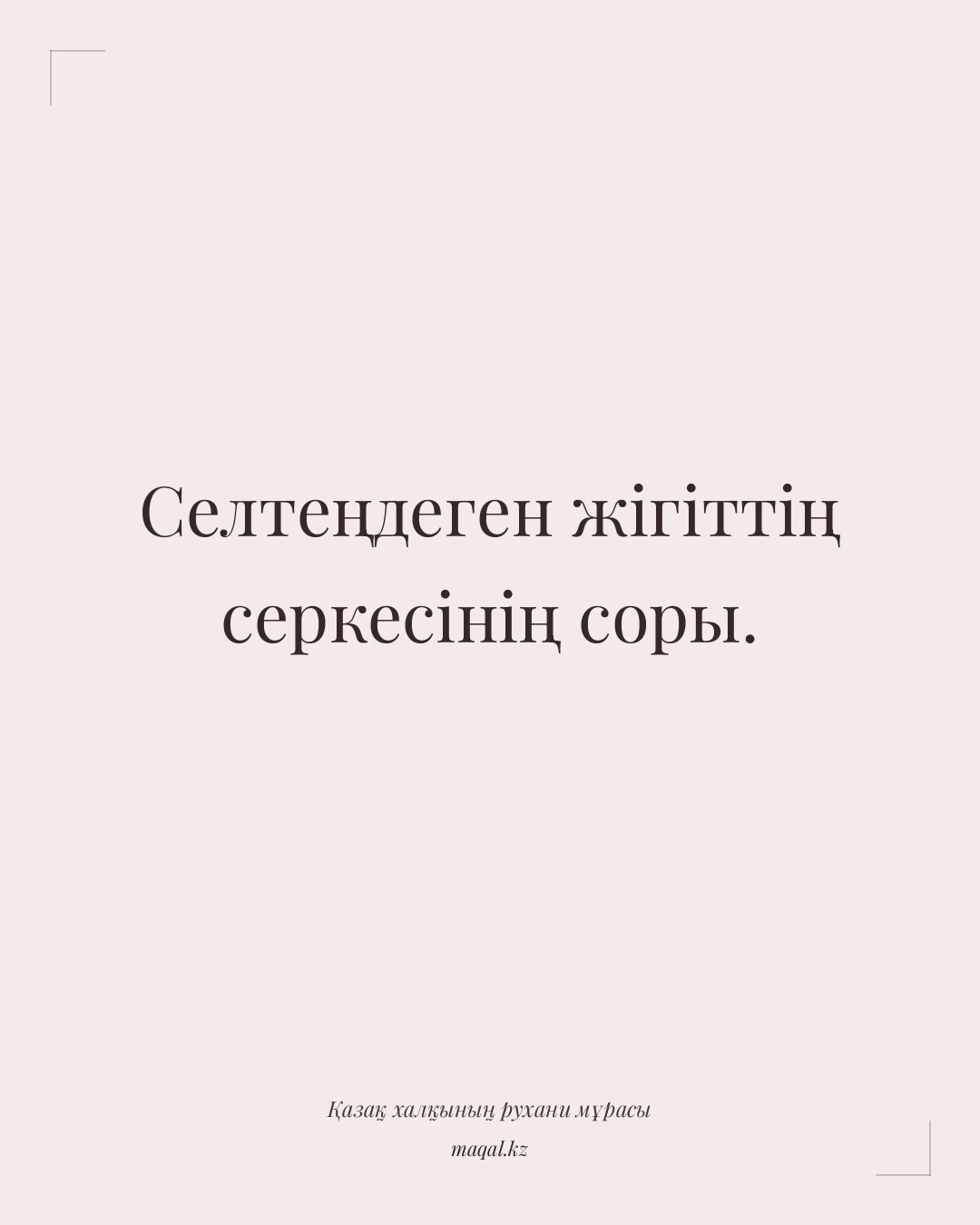Селтеңдеген жігіттің серкесінің соры. — қазақша мақал